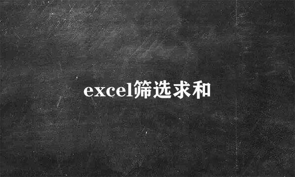 excel筛选求和