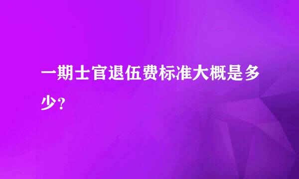 一期士官退伍费标准大概是多少？