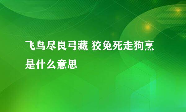 飞鸟尽良弓藏 狡兔死走狗烹是什么意思