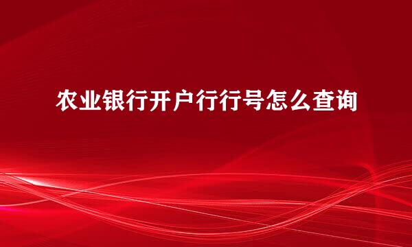 农业银行开户行行号怎么查询