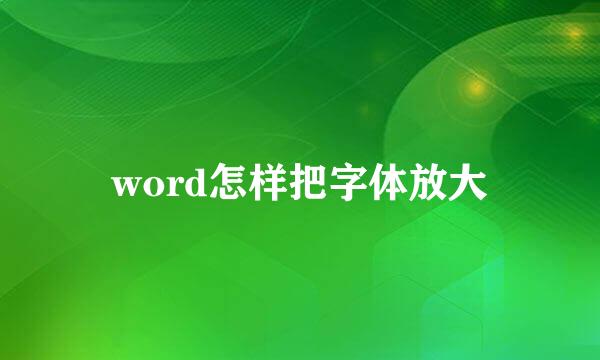 word怎样把字体放大