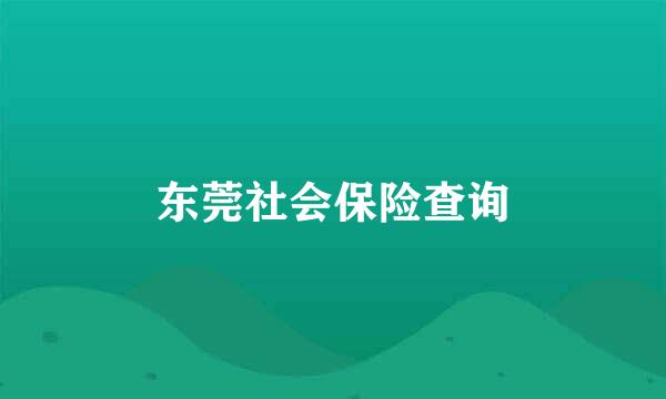 东莞社会保险查询