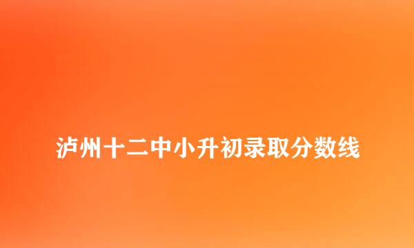 
泸州十二中小升初录取分数线
