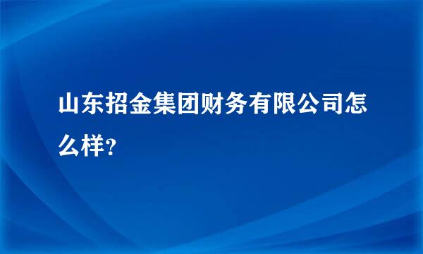 山东招金集团财务有限公司怎么样？