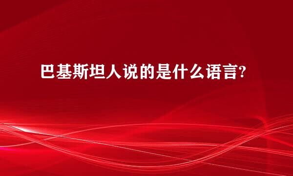 巴基斯坦人说的是什么语言?