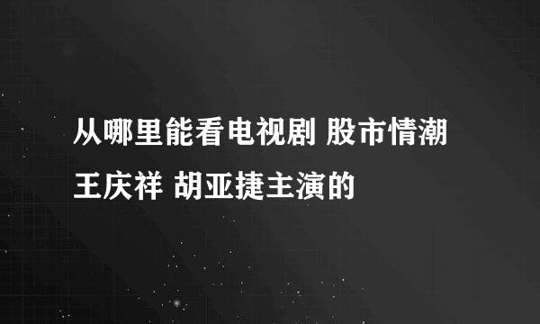 从哪里能看电视剧 股市情潮 王庆祥 胡亚捷主演的