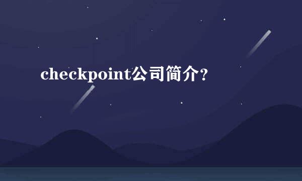 checkpoint公司简介？