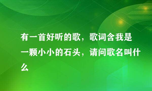 有一首好听的歌，歌词含我是一颗小小的石头，请问歌名叫什么