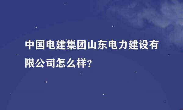 中国电建集团山东电力建设有限公司怎么样？