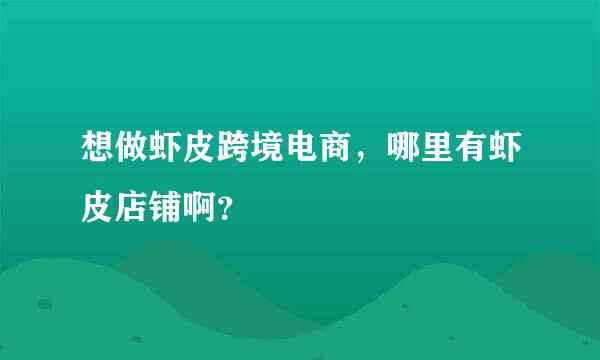 想做虾皮跨境电商，哪里有虾皮店铺啊？