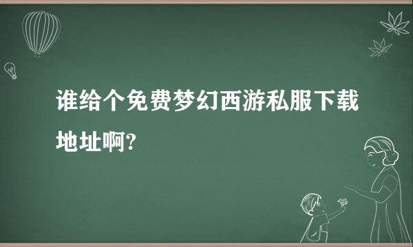 谁给个免费梦幻西游私服下载地址啊?