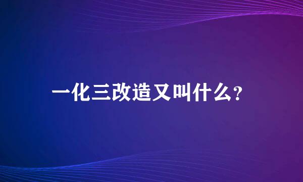 一化三改造又叫什么？