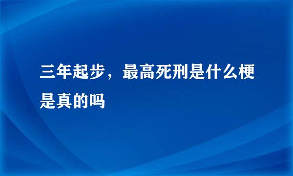 三年起步，最高死刑是什么梗是真的吗