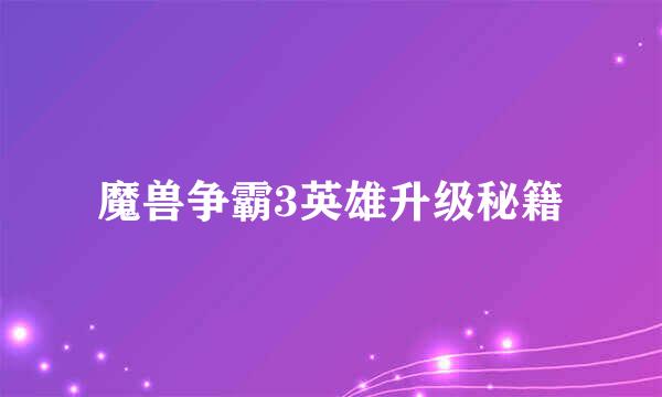 魔兽争霸3英雄升级秘籍