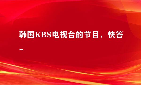 韩国KBS电视台的节目，快答~