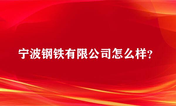 宁波钢铁有限公司怎么样？