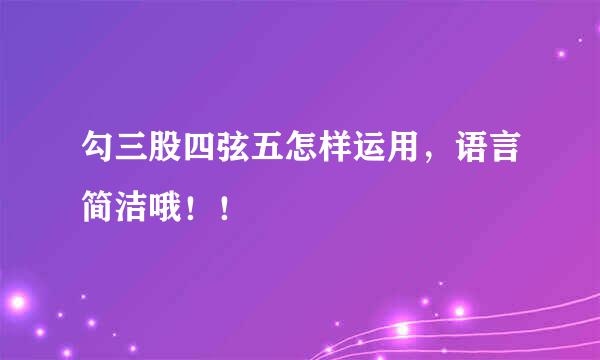 勾三股四弦五怎样运用，语言简洁哦！！