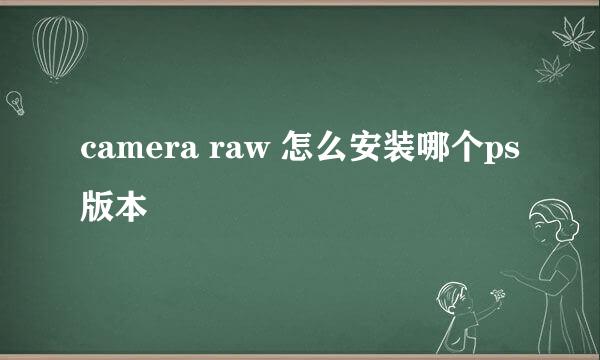 camera raw 怎么安装哪个ps版本