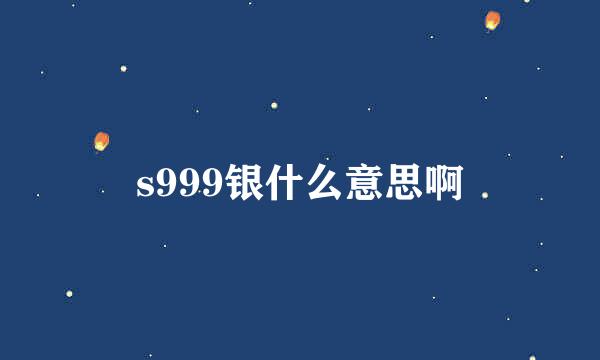 s999银什么意思啊