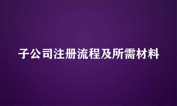 子公司注册流程及所需材料