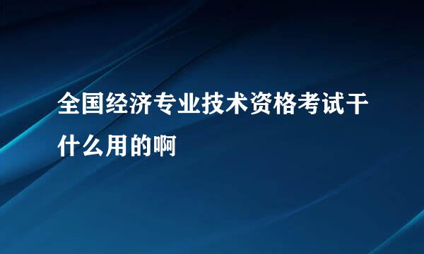 全国经济专业技术资格考试干什么用的啊