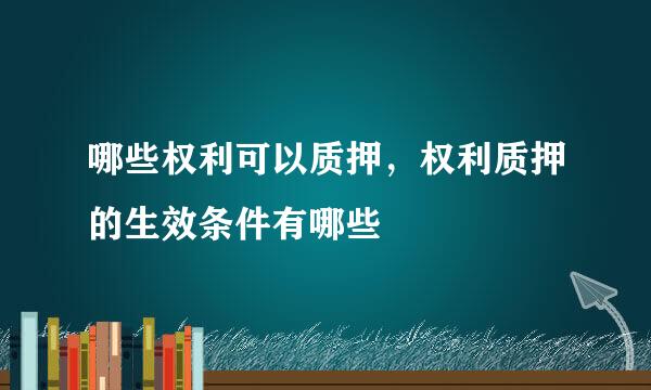 哪些权利可以质押，权利质押的生效条件有哪些