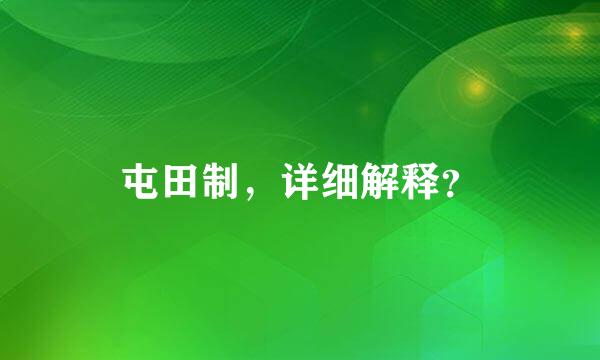 屯田制，详细解释？