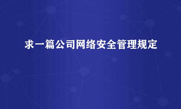 求一篇公司网络安全管理规定