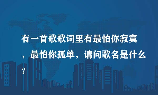 有一首歌歌词里有最怕你寂寞，最怕你孤单，请问歌名是什么？