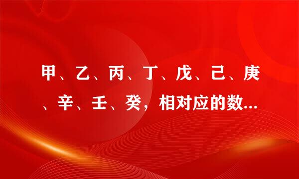 甲、乙、丙、丁、戊、己、庚、辛、壬、癸，相对应的数字是什么啊