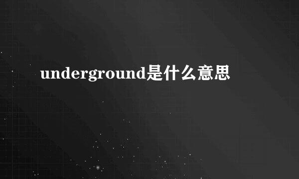 underground是什么意思