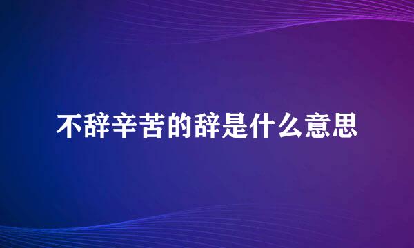 不辞辛苦的辞是什么意思