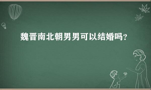 魏晋南北朝男男可以结婚吗？