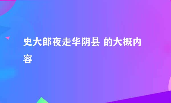 史大郎夜走华阴县 的大概内容