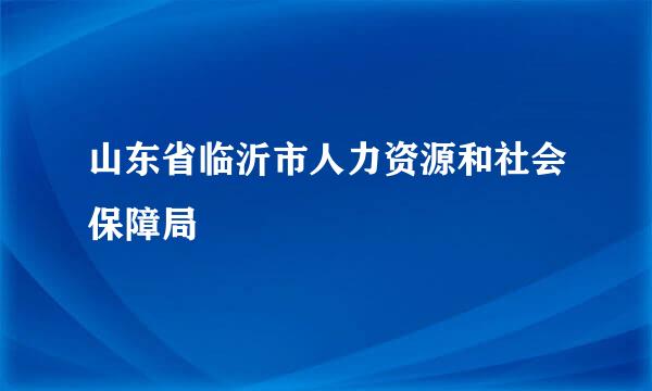 山东省临沂市人力资源和社会保障局