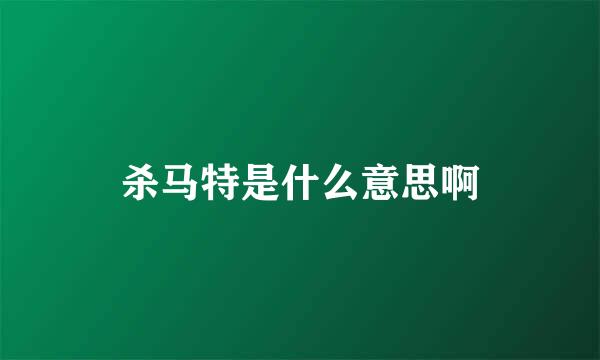 杀马特是什么意思啊