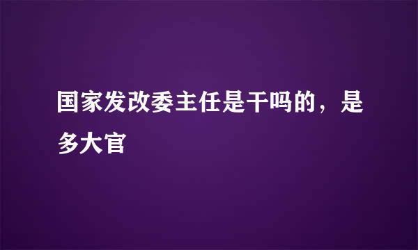 国家发改委主任是干吗的，是多大官