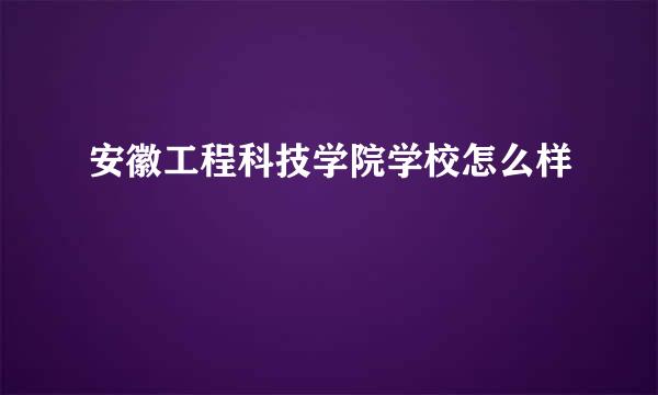 安徽工程科技学院学校怎么样