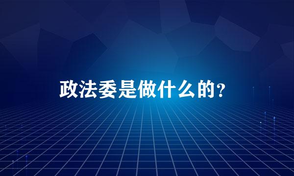 政法委是做什么的？