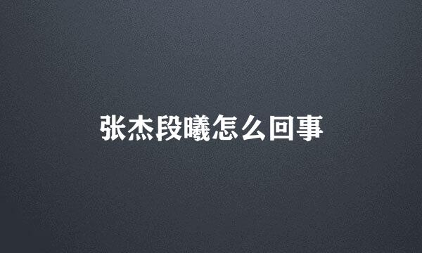 张杰段曦怎么回事