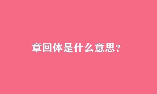 章回体是什么意思？