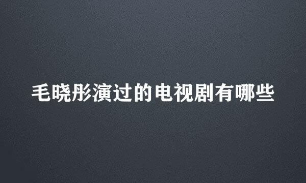 毛晓彤演过的电视剧有哪些