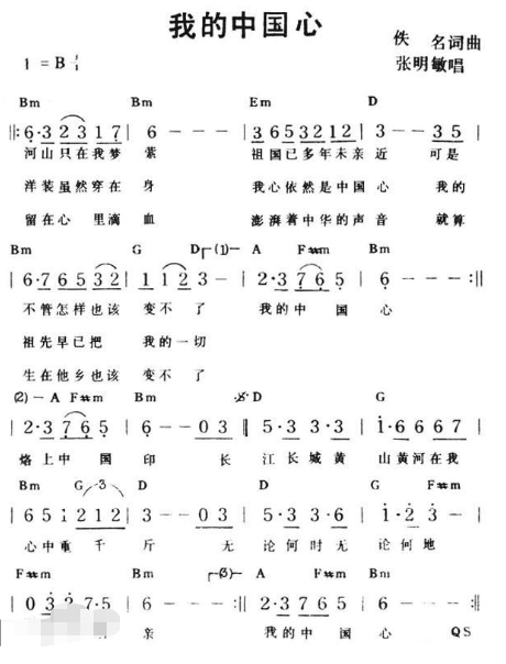 我的中国心的谱子 (简谱)