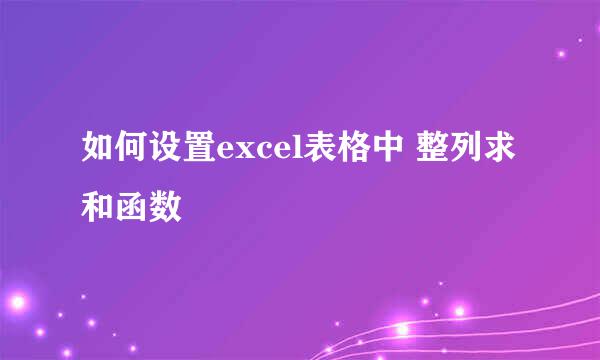 如何设置excel表格中 整列求和函数