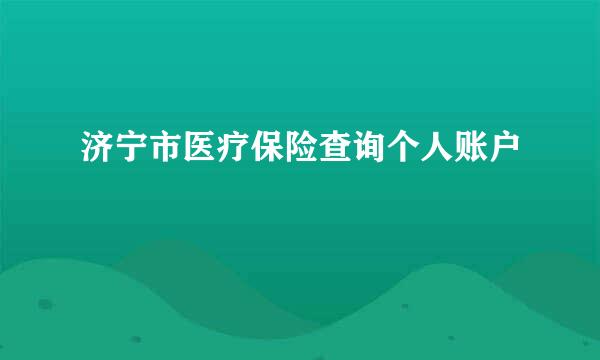 济宁市医疗保险查询个人账户