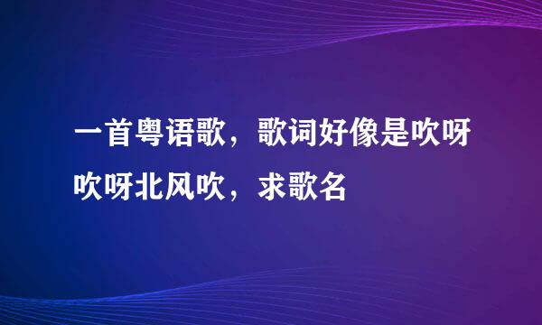 一首粤语歌，歌词好像是吹呀吹呀北风吹，求歌名