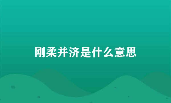 刚柔并济是什么意思