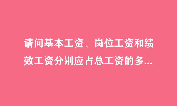 请问基本工资、岗位工资和绩效工资分别应占总工资的多少比例？