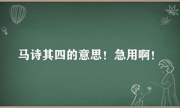 马诗其四的意思！急用啊！