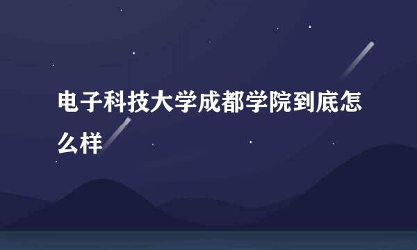 电子科技大学成都学院到底怎么样